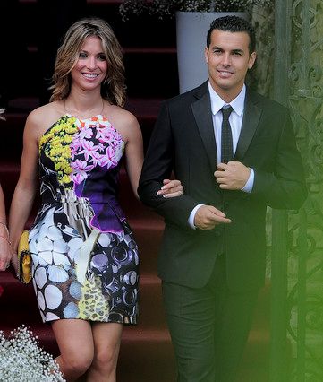 Barcelona's foward Pedro Alcantara arrives for the wedding ceremony of teammate midfielder Andres Iniesta in Altafulla, near Tarragona on July 8, 2012. AFP PHOTO/ JOSEP LAGO