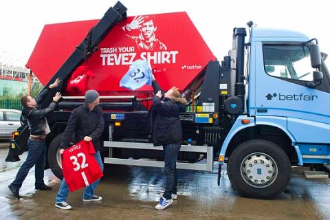 Ahead of the Manchester derby on Sunday, City and United fans are being encouraged to vent their frustrations and trash their Carlos Tevez shirts in exchange for brand new ones. Betfair is offering fans left infuriated by the actions of the money grabbing Argentine the chance to ditch their jerseys in a giant Recycling Tevez skip, which will be at Old Trafford before the top of the table clash kicks off at 1.30pm. For more information contact Mischief on betfair@mischiefpr.com or 020 3128 6600.
