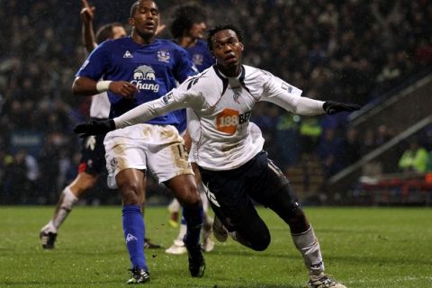 BOLTON, ENGLAND - FEBRUARY 13:  Daniel Sturridge of Bolton Wanderers celebrates scoring his team's second goal during the Barclays Premier League match between Bolton Wanderers and Everton at the Reebok Stadium on February 13, 2011 in Bolton, England.  (Photo by Alex Livesey/Getty Images)