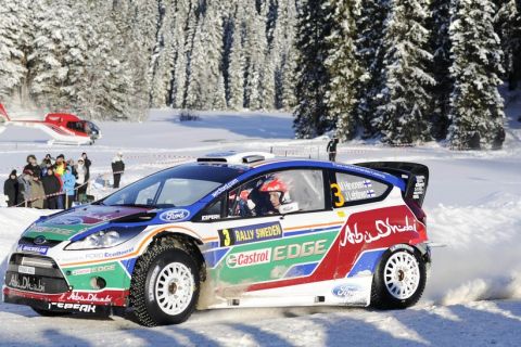 Hagfors 20110211 Swedish Rally SS 5 Vargåsen Ransbysätter nr 3 Mikko Hirvonen och Jarmo Lehtinen ....(foto Simone Syversson Pic Agency.com)