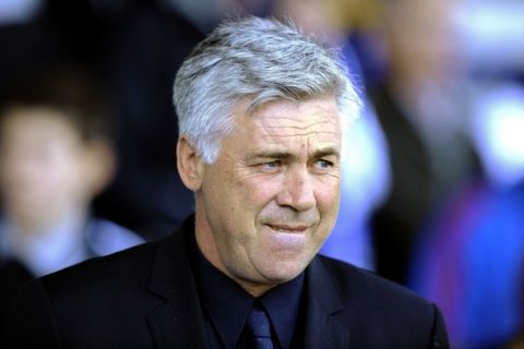 REFILE - ADDITIONAL CAPTION INFORMATION
Chelsea's coach Carlo Ancelotti reacts during their English Premier League soccer match against Everton in Liverpool, northern England May 22, 2011. Chelsea sacked Ancelotti as manager on Sunday, a year after he led them to the League and FA Cup double in his first season in charge.           REUTERS/Nigel Roddis (BRITAIN - Tags: SPORT SOCCER) NO ONLINE/INTERNET USAGE WITHOUT A LICENCE FROM THE FOOTBALL DATA CO LTD. FOR LICENCE ENQUIRIES PLEASE TELEPHONE ++44 (0) 207 864 9000