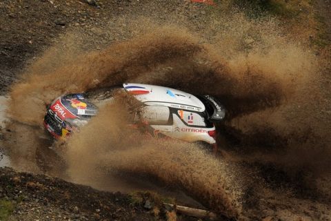 LOUTRAKI, GREECE - MAY 24:  Sebastien Loeb of France and Daniel Elena of Monaco compete in their Citroen Total WRT Citroen DS3 WRC during the Shakedown of the WRC Rally Acropolis on May 24, 2012 in Loutraki , Greece.  (Photo by Massimo Bettiol/Getty Images)