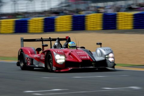 LE MANS, SARTHE - JUNE 13:  Mike Rockenfeller of Germany drives the # 9 Audi Sport North America Audi R15 during the 78th running of the Le Mans 24 Hour race at the Circuit des 24 Heures du Mans on June 13,  2010 in Le Mans, France  (Photo by Rick Dole/Getty Images)