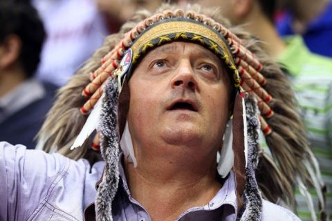 SIAULIAI, LITHUANIA - SEPTEMBER 02:  A fan of Serbia poses during the EuroBasket 2011 first round group B match between Serbia and Israel at Siauliai Arena on September 2, 2011 in Siauliai, Lithuania.  (Photo by Christof Koepsel/Bongarts/Getty Images)