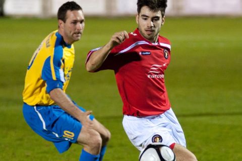 Giannoulis Fakinos turns on the ball for Ebbsfleet