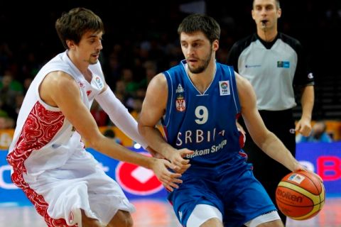 Stefan Markovic kosarkas reprezentacije Srbije na utakmici FIBA Evropskog prvenstva 2011 protiv Rusije u Zalgiris areni u Kaunasu Litvanija
15.09.2011. godine
Foto: Marko Metlas