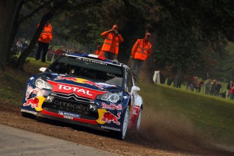 STRASBOURG, FRANCE - SEPTEMBER 29:  Sebastien Loeb of France and Daniel Elena of Monaco compete in their Citroen Total WRT Citroen DS3 WRC during the Shakedown of the WRC Rallye of France on September 29, 2011 in Strasbourg, France.  (Photo by Massimo Bettiol/Getty Images)