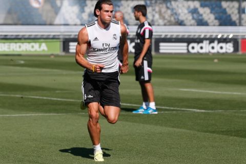 MADRID, SPAIN - AUGUST 07:  Gareth Bale of Real Madrid runs during a training session at Valdebebas training ground on August 7, 2014 in Madrid, Spain.  (Photo by Antonio Villalba/Real Madrid via Getty Images)