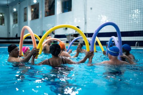 People exercising in the swimming pool