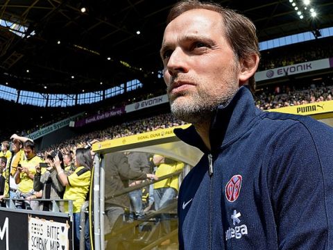 DORTMUND, GERMANY - APRIL 19:  Head coach Thomas Tuchel of Mainz looks on prior to the Bundesliga match between Borussia Dortmund v 1. FSV Mainz 05 at Signal Iduna Park on April 19, 2014 in Dortmund, Germany.  (Photo by Sascha Steinbach/Bongarts/Getty Images)