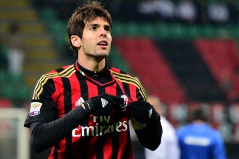 AC Milan's Brazilian forward Kaka celebrates after scoring a goal during the Serie A football match between AC Milan and Genoa  at San Siro Stadium in Milan on November 23, 2013 . AFP PHOTO / GIUSEPPE CACACE        (Photo credit should read GIUSEPPE CACACE/AFP/Getty Images)