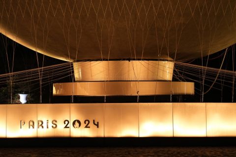 The cauldron is switched off during the closing ceremony for the 2024 Paralympics, Sunday, Sept. 8, 2024, in Paris, France. (AP Photo/Aurelien Morissard)