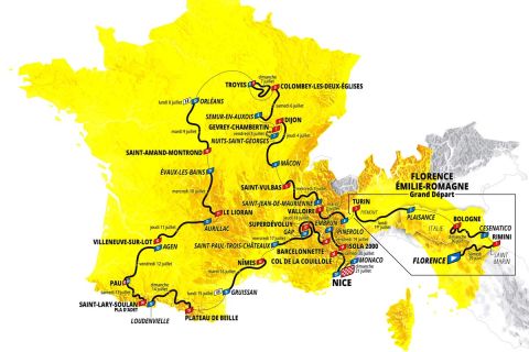 Ο χάρτης με τα 21 ετάπ του φετινού Γύρου Γαλλίας.