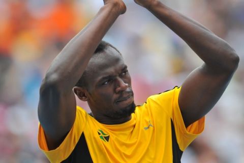 Usain Bolt (JAM),.SEPTEMBER 2, 2011 - Athletics :The 13th IAAF World Championships in Athletics - Daegu 2011, Men's 200m Round 1 at the Daegu Stadium, Daegu, South Korea. (Photo by Jun Tsukida/AFLO SPORT) [0003]