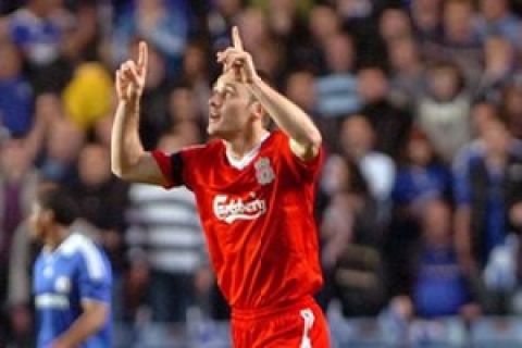 pic andrew teebay. liverpool v chelsea.fabio aurelio celebrates his goal.......