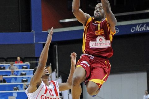 Bo McCalebb of F.Y.R of Macedonia (R) vies with Marquez Haynes of Georgia during their 2011 European championship second round group F, basketball game in Vilnius on September 8, 2011. AFP PHOTO / JANEK SKARZYNSKI (Photo credit should read JANEK SKARZYNSKI/AFP/Getty Images)