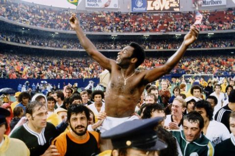 Pele after his final game for the New York Cosmos  