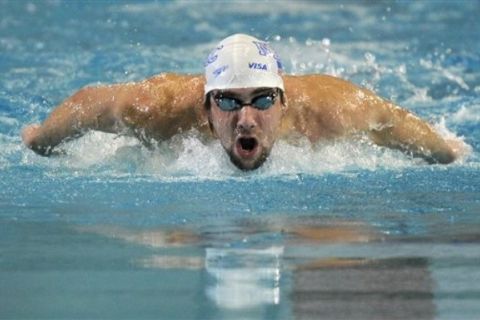 Michael Phelps swims the men's 200-meter individual medley race at the Austin Grand Prix swimming meet, Sunday, Jan. 16, 2011, in Austin, Texas. (AP Photo/Michael Thomas)