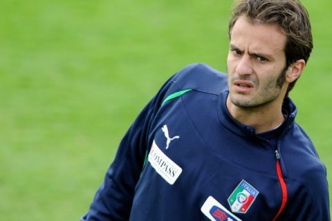 FLORENCE, ITALY - MARCH 27:  Alberto Gilardino of Italy during a training session at Coverciano on March 27, 2011 in Florence, Italy.  (Photo by Claudio Villa/Getty Images)
