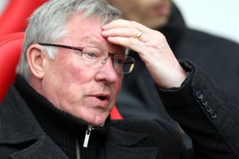 Manchester United's manager Alex Ferguson looks on ahead of their English Premier League soccer match against Sunderland at the Stadium of Light, Sunderland, England, Sunday, May 13, 2012. (AP Photo/Scott Heppell)