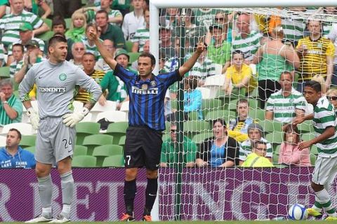 DUBLINO 30-07-2011
CALCIO DUBLIN SUPER CUP: INTER VS CELTIC 
NELLA FOTO PAZZINI ESULTA DOPO IL GOAL
FOTO INPHO / FOTOPRESS - CALCIO DUBLIN SUPER CUP: INTER VS CELTIC - fotografo: Fotopress