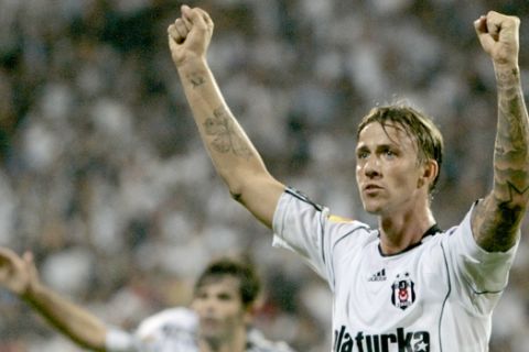 Besiktas' Guti celebrates after a goal against CSKA Sofia during their Europa League group L soccer match at Inonu stadium in Istanbul, Turkey, Thursday, Sept. 16, 2010. (AP Photo/Ibrahim Usta)