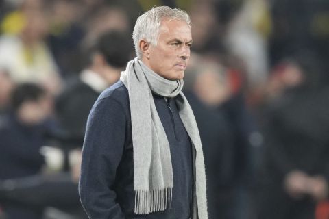 Fenerbahce's head coach Jose Mourinho is seen before the Europa League opening phase soccer match between Fenerbahce and Athletic Bilbao at Sukru Saracoglu stadium, in Istanbul, Turkey, Wednesday, Dec. 11, 2024. (AP Photo/Francisco Seco)