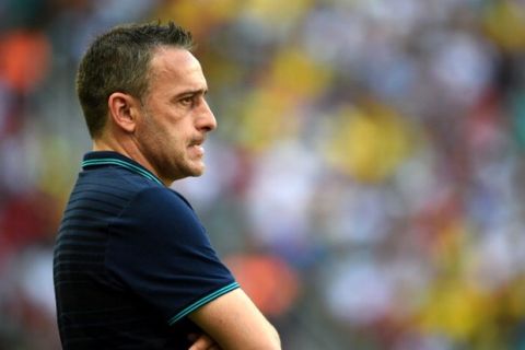 SALVADOR, BRAZIL - JUNE 16:  Paulo Bento of Portugal reacts during the 2014 FIFA World Cup Brazil Group G match between Germany and Portugal at Arena Fonte Nova on June 16, 2014 in Salvador, Brazil.  (Photo by Jeff Mitchell - FIFA/FIFA via Getty Images)