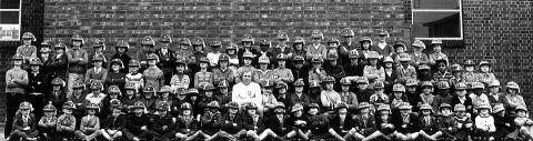 Bobby Moore Football Player - Feb 1973
with help from ninety nine young mates displays his England Football Caps
Picture by kent Gavin/Mirropix