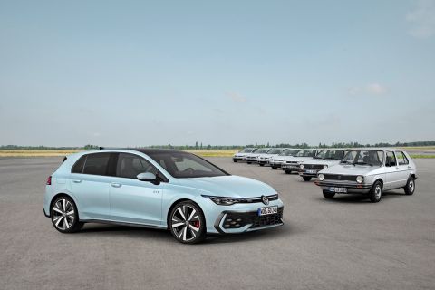 Eight generations of the Golf  50 years of success and more than 37 million built.