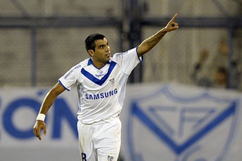 Argentina's Velez Sarsfield midfielder Augusto Fernandez reacts after scoring against Colombia's Atletico Nacional during their Copa Libertadores 2012 round before quarterfinals second leg football match at Jose Amalfitani stadium in Buenos Aires, Argentina, on May 8, 2012. AFP PHOTO / Juan MabromataJUAN MABROMATA/AFP/GettyImages