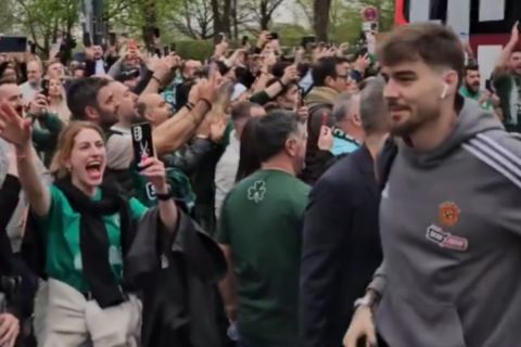 Παναθηναϊκός AKTOR: Οι οπαδοί των πρασίνων υποδέχθηκαν με συνθήματα την αποστολή στο BMW Park
