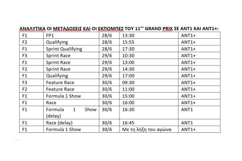 Τo 11ο Grand Prix, στην Αυστρία, έρχεται την Κυριακή 30 Ιουνίου στις 16:00 ζωντανά, αποκλειστικά στο ΑΝΤ1+ 