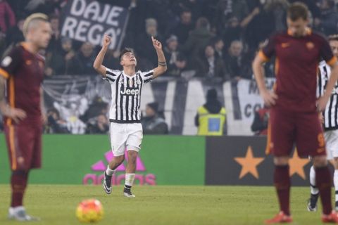 Foto LaPresse - Fabio Ferrari
24/01/2016 Torino ( Italia)
Sport Calcio
Juventus Fc - Roma
Campionato di Calcio Serie A TIM 2015 2016 - Stadio "Juventus Stadium"
Nella foto: Dybala Paulo Exequiel (Juventus F.C.);  esulta dopo rete

Photo LaPresse - Fabio Ferrari
24 January 2016 Turin ( Italy)
Sport Soccer
Juventus Fc - Roma
Italian Football Championship League A TIM 2015 2016 - "Juventus Stadium" Stadium 
In the pic:  Dybala Paulo Exequiel (Juventus F.C.);  celebrates