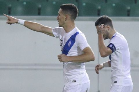 Ο Ευθύμης Χριστόπουλος πανηγυρίζει το 1-0 της Ελπίδων απέναντι στη Σκωτία