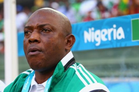 CURITIBA, BRAZIL - JUNE 16:  Head coach Stephen Keshi of Nigeria looks on during the 2014 FIFA World Cup Brazil Group F match between Iran and Nigeria at Arena da Baixada on June 16, 2014 in Curitiba, Brazil.  (Photo by Julian Finney/Getty Images)