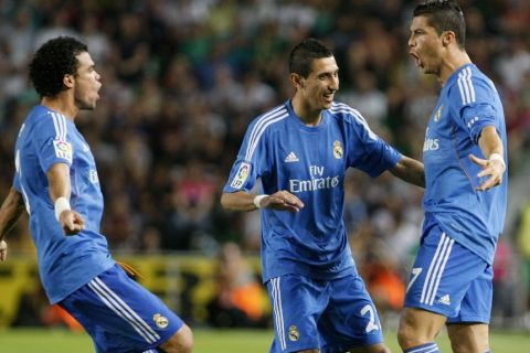 Partido de Liga entre el Elche y el Real Madrid en Valdebebas. En la imagen, Márquez y Ramos. Spanish League match between Elche and Real Madrid. In this picture, Márquez and Ramos.