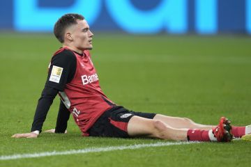 Leverkusen's Florian Wirtz reacts during the German Bundesliga soccer match between Bayer Leverkusen and VfB Stuttgart at the BayArena in Leverkusen, Germany, Friday, Nov. 1, 2024. (AP Photo/Martin Meissner)