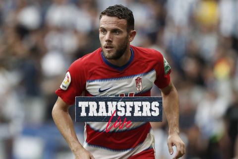 Granada's Quini during the Spanish La Liga soccer match between RCD Espanyol and Granada CF in Barcelona, Spain, Sunday, Sept. 1, 2019. (AP Photo/Joan Monfort)