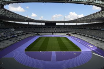 The Stade de France is shown during a tour ahead of the Olympics, Tuesday, May 7, 2024, in Paris. The Paris Olympics are set to begin in late July. (AP Photo/David J. Phillip)