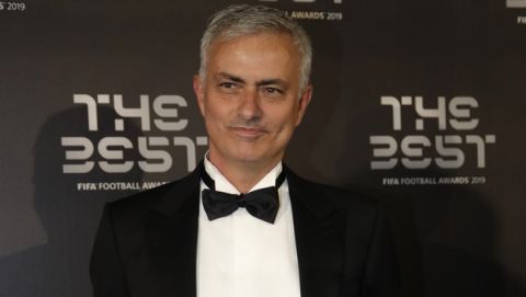 Jose' Mourinho arrives to attend the Best FIFA soccer awards, in Milan's La Scala theater, northern Italy, Monday, Sept. 23, 2019. Netherlands defender Virgil van Dijk is up against five-time winners Cristiano Ronaldo and Lionel Messi for the FIFA best player award and United States forward Megan Rapinoe is the favorite for the women's award. (AP Photo/Luca Bruno)