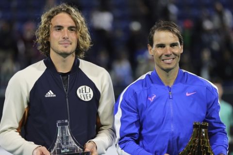 Οι Στέφανος Τσιτσιπάς και Ράφα Ναδάλ στο Mubadala World Tennis Championship 