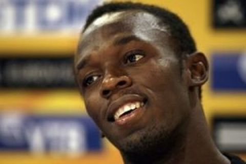 Jamaica's Usain Bolt, world record holder in the 100 and 200 meters, seen, during  a press conference, in Thessaloniki, Greece, Friday, Sept. 11, 2009. Nearly 300 athletes, the best in their respective disciplines, will take part in 36 events in the IAAF World Athletics Final meet in this northern Greek city over the weekend. (AP Photo/Petros Giannakouris)