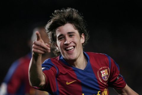 BARCELONA, SPAIN - JANUARY 12:  Bojan Krkic of Barcelona celebrates his goal during the La Liga match between Barcelona and  Murcia at the Camp Nou Stadium on January 12, 2008 in Barcelona, Spain.  (Photo by Jasper Juinen/Getty Images)