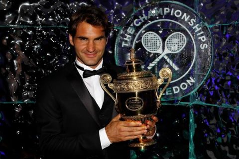 LONDON, ENGLAND - JULY 08:  Seven time Wimbledon Men's Champion Roger Federer attends the Wimbledon Championships 2012 Winners Ball at the InterContinental Park Lane Hotel on July 8, 2012 in London, England.  (Photo by Clive Brunskill/Getty Images)