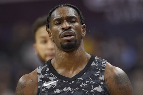 San Antonio Spurs guard Brandon Paul (3) gestures during the second half of an NBA basketball game against the Washington Wizards, Tuesday, March 27, 2018, in Washington. The Wizards won 116-106. (AP Photo/Nick Wass)