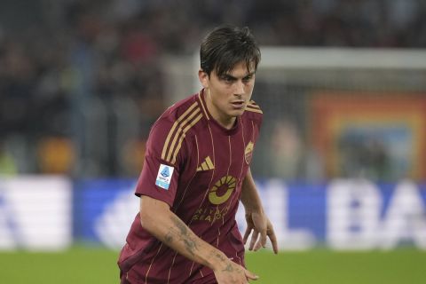 Roma's Paulo Dybala in action during the Serie A soccer match between Roma and Torino, at Rome's Olympic Stadium, Italy, Thursday, Oct. 31, 2024. (AP Photo/Andrew Medichini)