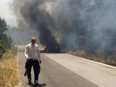 Κάηκε αυτοκίνητο στο Ράλι Σαρδηνίας