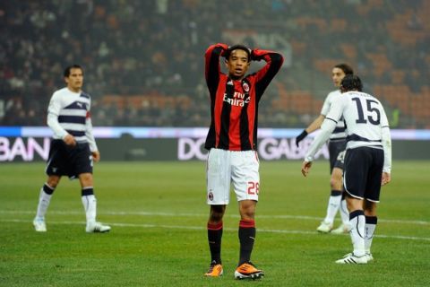 PARMA, ITALY - FEBRUARY 01:  Urby Emanuelson of AC Milan looks dejected during the Serie A match between AC Milan and SS Lazio at Stadio Giuseppe Meazza on February 1, 2011 in Milan, Italy.  (Photo by Claudio Villa/Getty Images)