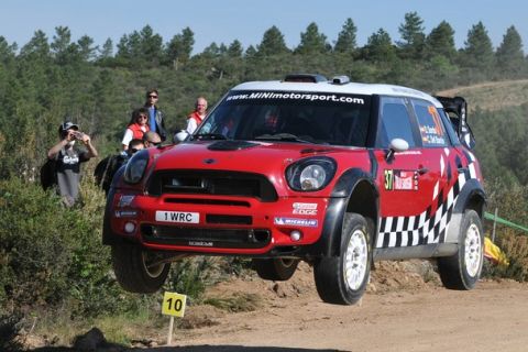 OLBIA, ITALY - MAY 07:  Daniel Sordo of Spain and Carlos Del Barrio of Spain compete in their Mini WRC Team Mini John Cooper Works WRC during Day2 of the WRC Rally d'Italia Sardinia  on May 7, 2011 in Olbia, Italy.  (Photo by Massimo Bettiol/Getty Images)